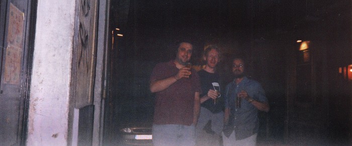 Fernando, myself and João enjoying a beer outside a bar in Bairro Alto
