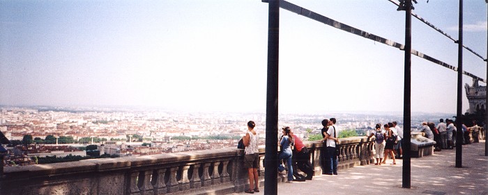A panorama of Lyon from the viewing area next to the Basilique Notre Dame de Fourvière
