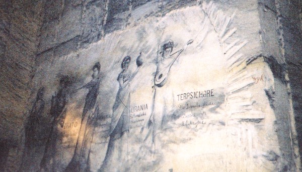 Another large mural of Greek goddesses occupying a wall